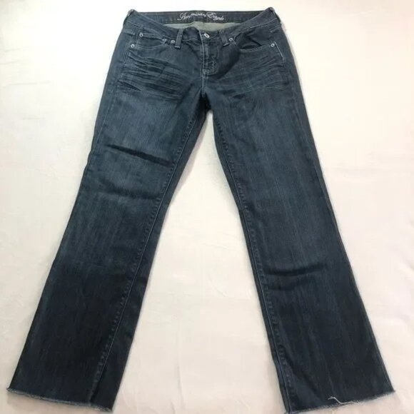 AMERICAN EAGLE TRUE BOOT CUT RAW HEM STRETCH JEANS 8-EUC - Picture 2 of 7